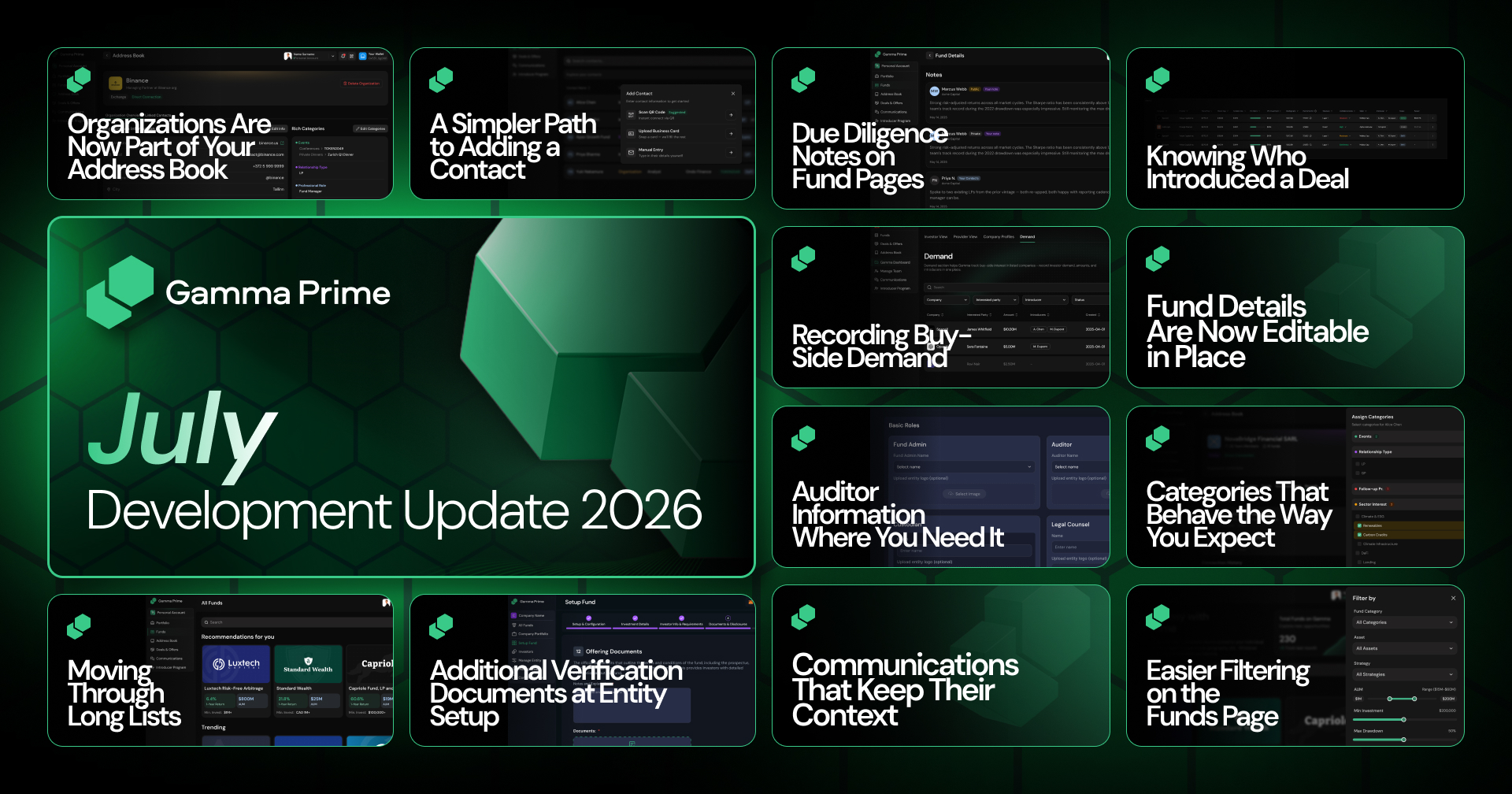 Organizations in the Address Book, Due Diligence Notes on Funds and More! – July Development Update 2026